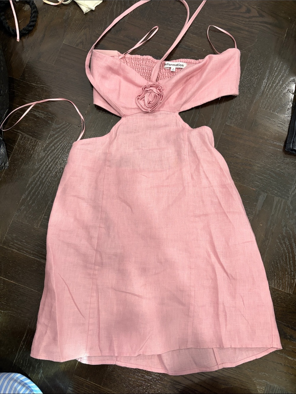 Reformation Pink Cutout Rose-Detail Sundress